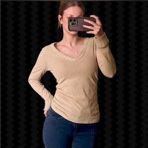 Morgan de Toi Beige Long Sleeve Top